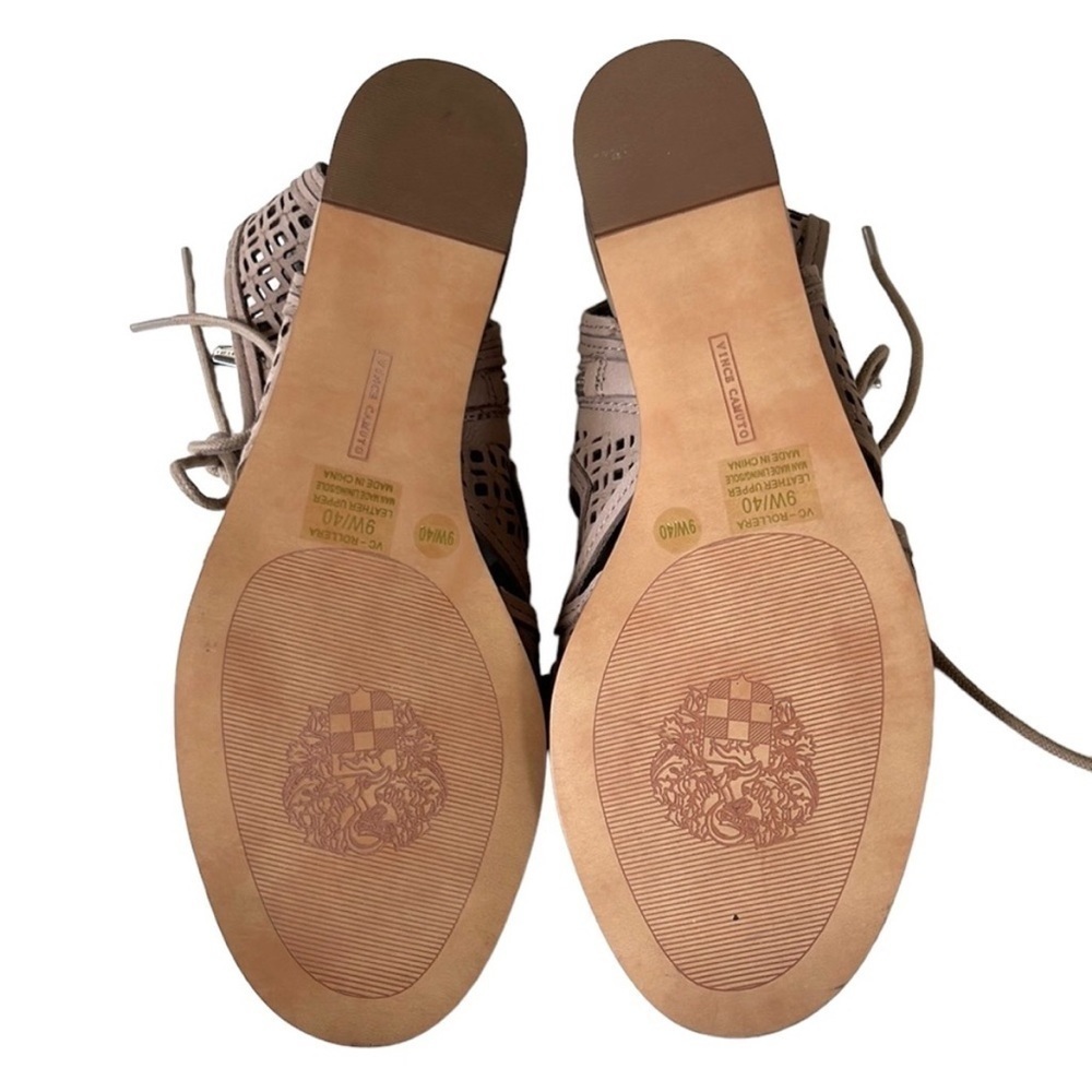 Like New Vince Camuto Leather Rollera Low Wedge Sandals - Wide Width - Picture 9 of 9